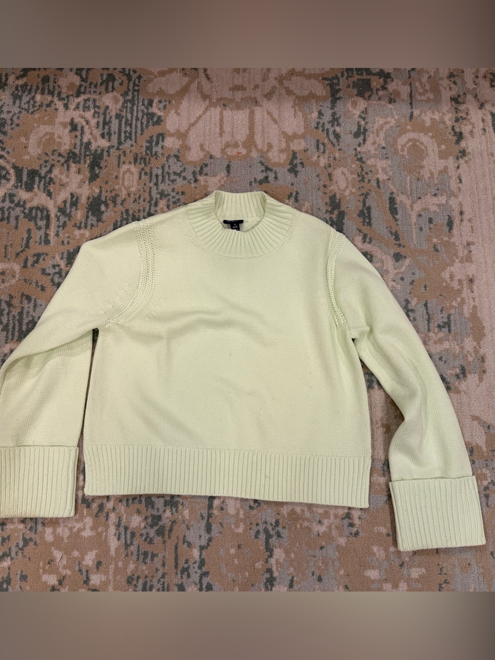 Cropped Light Green Mock Neck Sweater